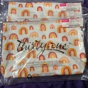 Thirty-One boho Rainbow zipper Pouch Set of 2
